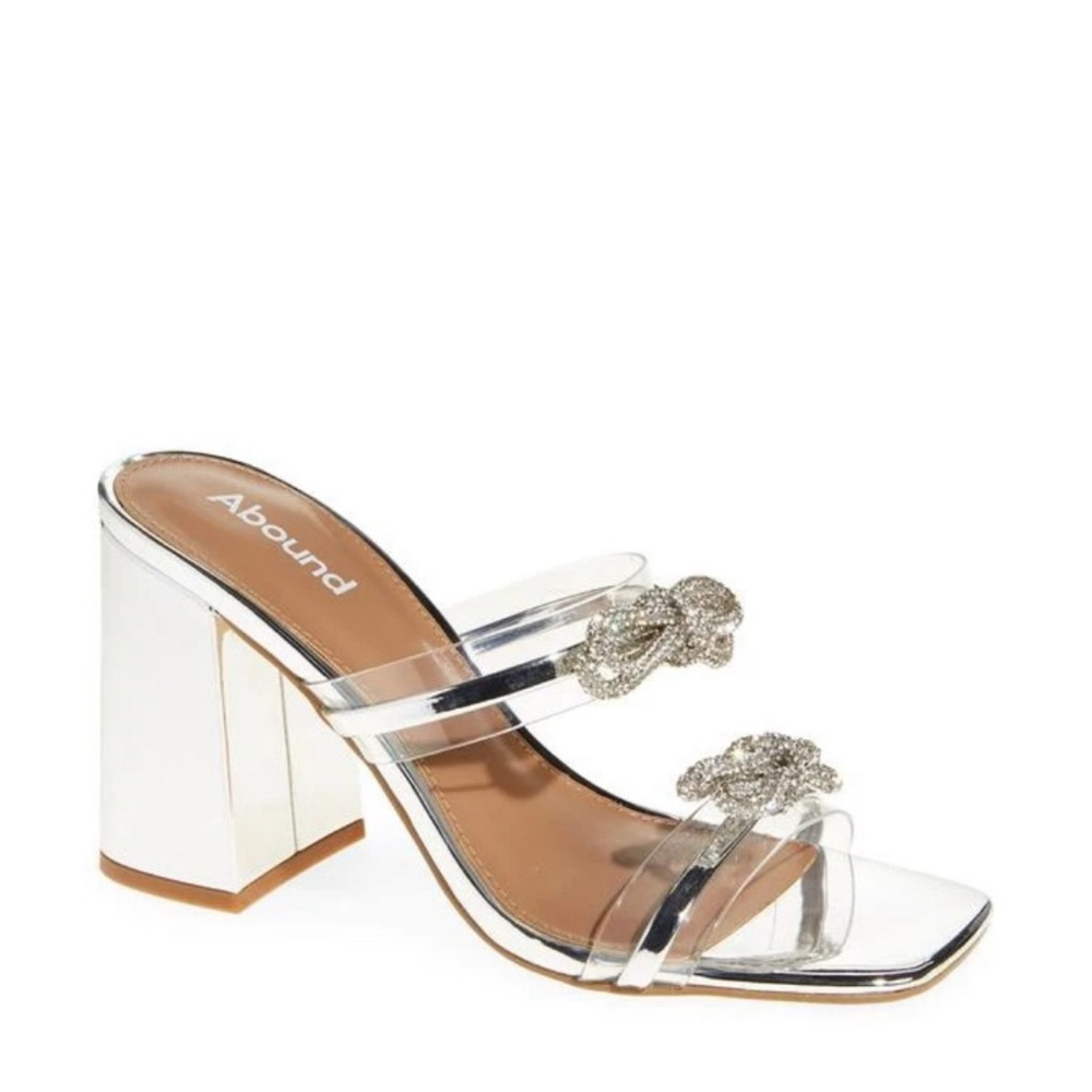 Abound Silver Block Heel Sandals with Clear Straps